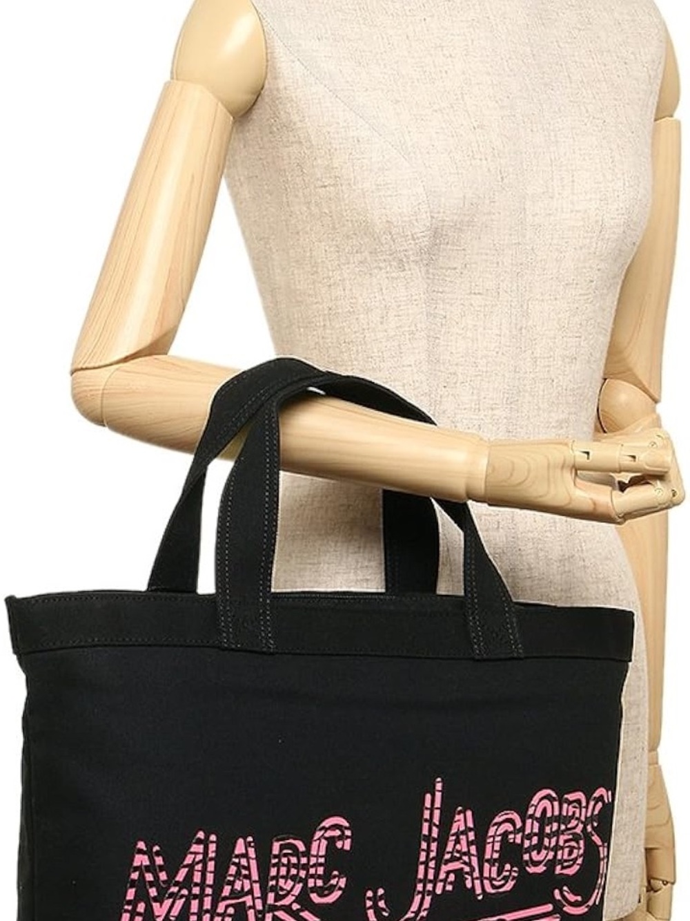 Marc Jacobs Black Tote with Pink Logo Print - Picture 5 of 5